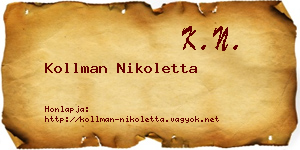 Kollman Nikoletta névjegykártya